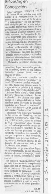 Sieveking en Concepción  [artículo] H. S. M.