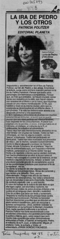 La ira de Pedro y los otros  [artículo] Jorge Donoso Pacheco.