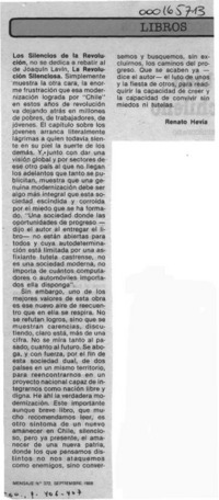 El amanecer silencioso  [artículo] Renato Hevia.