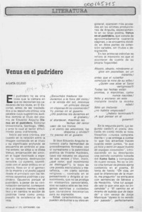 Venus en el pudridero  [artículo] Agata Gligo.