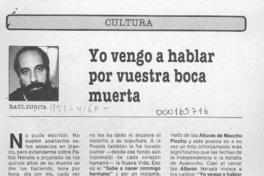 Yo vengo a hablar por vuestra boca muerta  [artículo] Raúl Zurita.