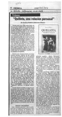 "Quillota, una relación personal"  [artículo].