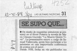 Se supo que --  [artículo].