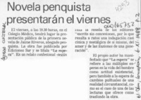 Novela penquista presentarán el viernes  [artículo].