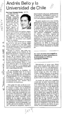 Andrés Bello y la Universidad de Chile  [artículo] Hugo Rolando Cortés.