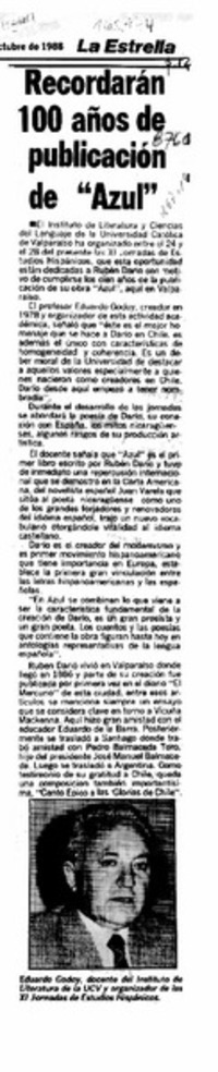 Recordarán 100 años de publicación de "Azul"  [artículo].