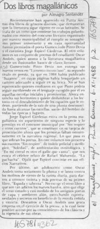 Dos libros magallánicos  [artículo] Almagro Santander.
