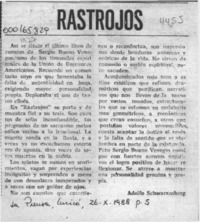 Rastrojos  [artículo] Adolfo Schwarzenberg.