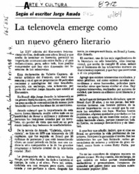 La Telenovela emerge como un nuevo género literario  [artículo].