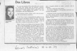 Dos libros  [artículo] Antonio Rojas Gómez.