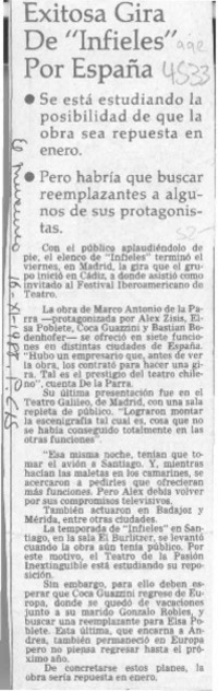 Exitosa gira de "Infieles" por España  [artículo].