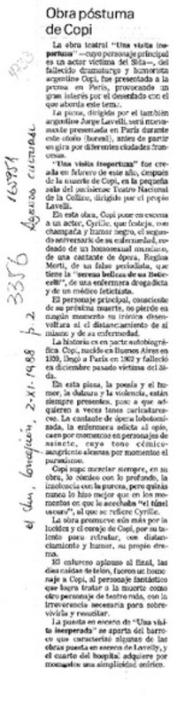 Obra póstuma de Copi  [artículo].
