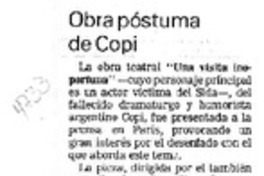 Obra póstuma de Copi  [artículo].