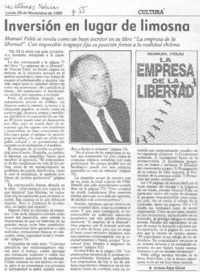 Inversión en lugar de limosna : [artículo]