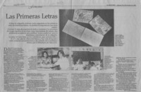 Las primeras letras  [artículo] María Soledad Dalbosco.
