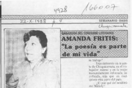 Amanda Fritis, "La poesía es parte de mi vida"  [artículo].