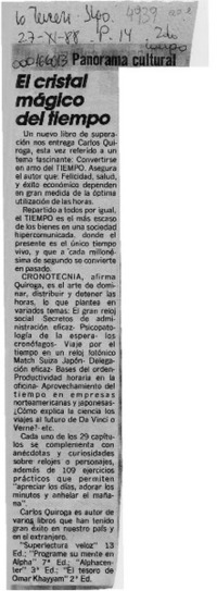 El Cristal mágico del tiempo  [artículo].