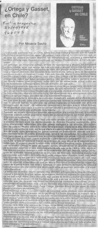 Ortega y Gasset, en Chile?  [artículo] Micaela Souto.