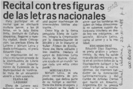 Recital con tres figuras de las letras nacionales  [artículo].