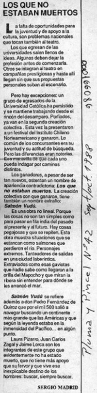 Los que no estaban muertos  [artículo] Sergio Madrid.