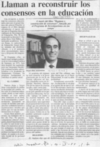 Llaman a reconstruir los consensos en la educación  [artículo].
