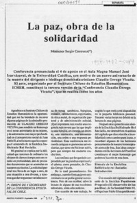 La paz, obra de la solidaridad  [artículo] Sergio Contreras.