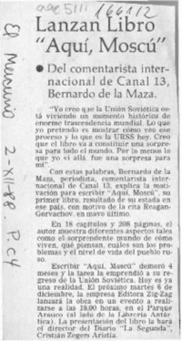 Lanzan libro "Aquí, Moscú"  [artículo].