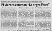 El Viernes estrenan "La negra Ester"  [artículo].