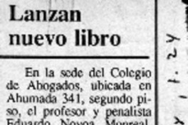 Lanzan nuevo libro  [artículo].