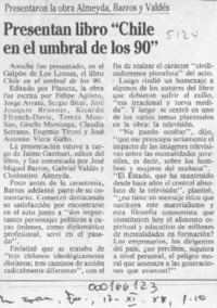 Presentan libro "Chile en el umbral de los 90"  [artículo].