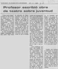 Profesor escribió obra de teatro sobre juventud