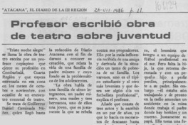 Profesor escribió obra de teatro sobre juventud