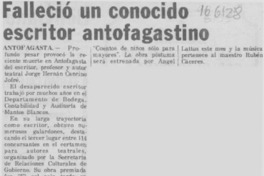 Falleció un conocido escritor antofagastino