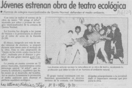 Jóvenes estrenan obra de teatro ecológica
