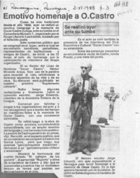 Emotivo homenaje a O. Castro  [artículo].