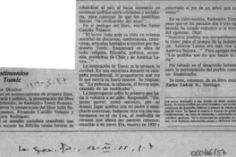 Testimonios de Tomic  [artículo] Zarko Luksic S.