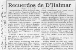 Recuerdos de D'Halmar  [artículo] G. A. M.