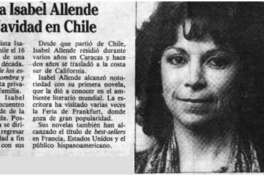 La Escritora Isabel Allende pasará la Navidad en Chile