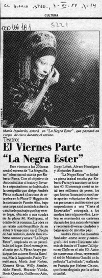 El Viernes parte "La negra Ester"  [artículo].