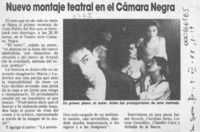 Nuevo montaje teatral en el Cámara Negra  [artículo].
