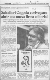 Salvattori Coppola vuelve para abrir una nueva firma editorial  [artículo].