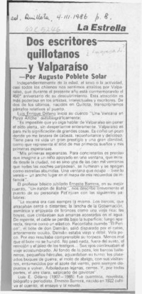 Dos escritores quillotanos y Valparaíso  [artículo] Augusto Poblete Solar.