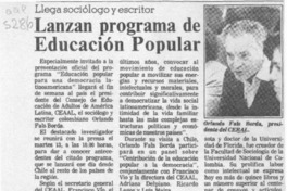 Lanzan programa de educación popular  [artículo].