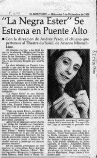 "La Negra Ester" se estrena en Puente Alto  [artículo].