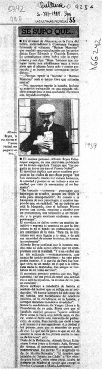 Se supo que --  [artículo].