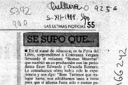 Se supo que --  [artículo].