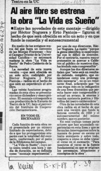 Al aire libre se estrena la obra "La vida es sueño"