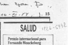 Premio internacional para Fernando Monckeberg  [artículo].