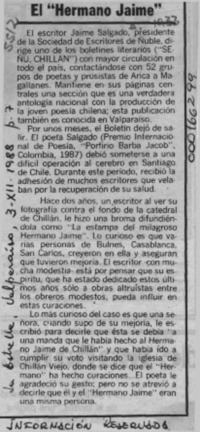 El "Hermano Jaime"  [artículo].