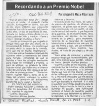 Recordando a un Premio Nobel  [artículo] Alejandro Meza Albarracín.